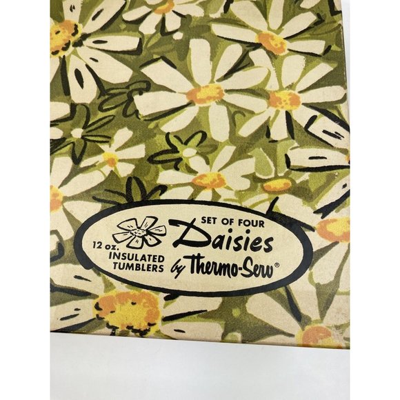 *5 Vintage West Bend Thermo-Serv Daisy Plastic tumblers 70s Pitcher RETRO Green - Picture 8 of 8